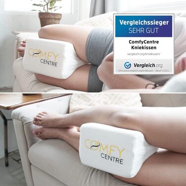 Подушка для сну на боку ComfyCentre: ортопедична подушка між колінами з піни Memory Foam - біла, без ременя