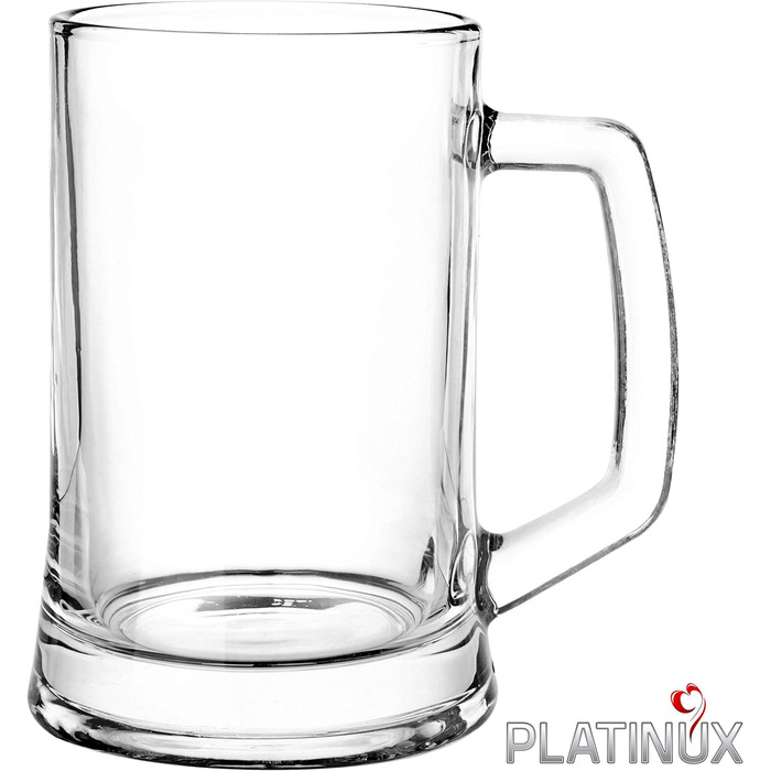 Набір келихів для пива PLATINUX з ручкою 0,5 л, 2 шт, скляні пивні кухлі