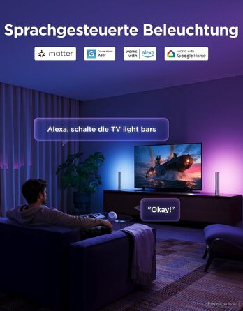 Світлодіодні LED-панелі Govee RGBICWW для підсвічування телевізора, геймінгу та створення атмосфери (Сріблястий)
