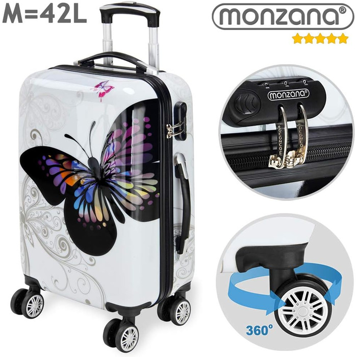 Чемодан Monzana M 42 л, жорсткий ABS+PC, телескопічна ручка, подвійні колеса