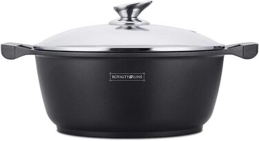 Каструля Royalty Line RL-GSM з кришкою, мармурове покриття, 26 см, бордова
