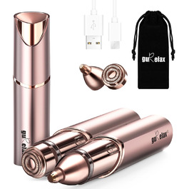Жіночий електричний тример для обличчя guRelax Gen 3 Pro, 2-в-1, з підсвіткою, для видалення пушку, брів і вусиків, 2 змінні насадки, золото, 2024