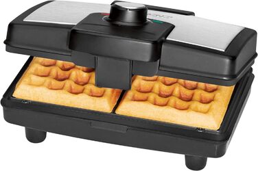 Вафельниця Clatronic WA 3606 з антипригарним покриттям, для бельгійських вафель, 2 великі робочі поверхні, регульований ступінь підсмажування