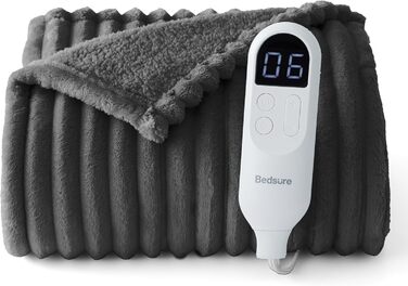 Електрична ковдра BEDSURE з автовимкненням, 130x180 см, сіра - ідеальний подарунок для жінок та мами на Різдво