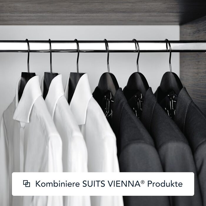 Дерев'яні вішалки SUITS VIENNA для одягу, 8 шт, масивна деревина, анатомічна форма, екологічні, для сорочок, костюмів і піджаків