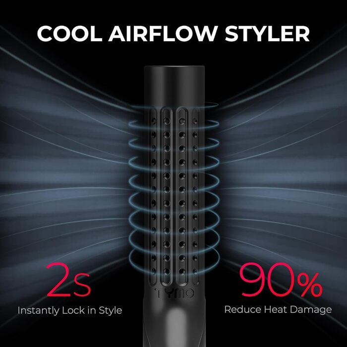 TYMO Airflow 2-в-1: праска для вирівнювання та завивки волосся з іонізацією, 32 мм, чорний