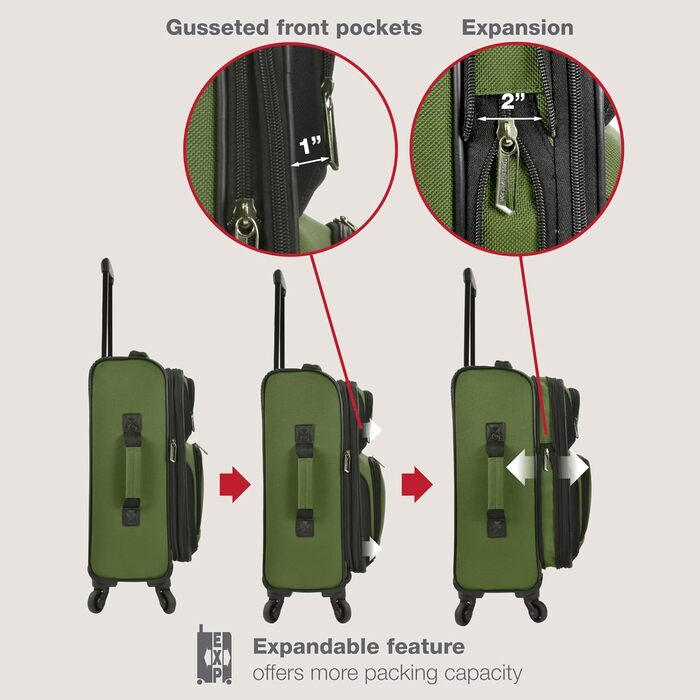 Чемодан ручної поклажі U.S. Traveler Rio, колір кобальт (зелений), 4 колеса