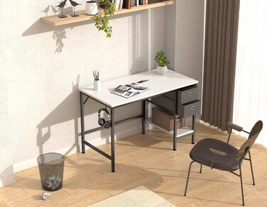 Письмовий стіл HOMIDEC 100x50x75 см, білий, дерев'яний, з 2 шухлядами для офісу, вітальні, дому