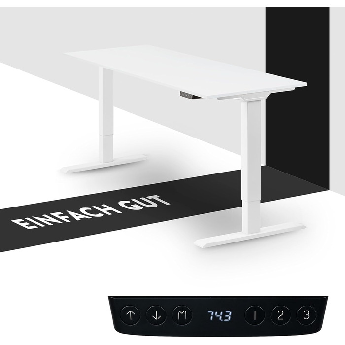 Електричний стіл boho office Homedesk Eco 130x60 см, білий, з регулюванням висоти, 2 мотори, USB, захист від зіткнень