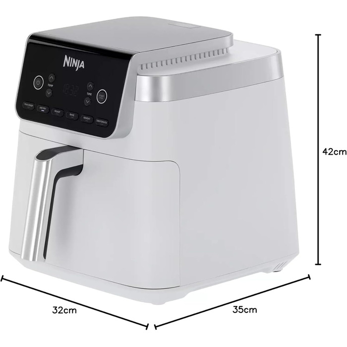 Аерофритюрниця Ninja Max Pro 6-in-1 Airfryer, 6.2 л, біла — багатофункціональна електрична фритюрниця без олії