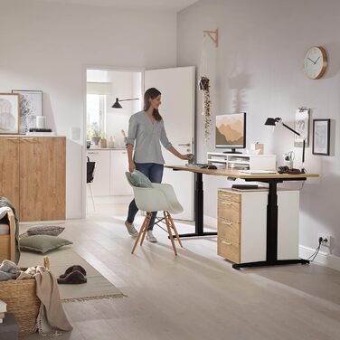 Електричний стіл для офісу boho office, 160x80 см, регульований по висоті, 2 мотори, швидкість 80 мм/сек, пам'ять, чорний каркас, біла стільниця з мультиплекс-краєм