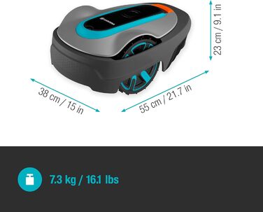 Газонокосарка-робот Gardena SILENO City для газонів до 600 м², управління через Bluetooth, точне скошування, модель 15010-20, Німеччина