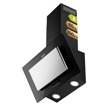 Похила витяжка для кухні CIARRA CBCB6750, 60 см, чорно-срібляста, продуктивність 350 м³/год, 3 швидкості, режим рециркуляції та відведення, настінний монтаж