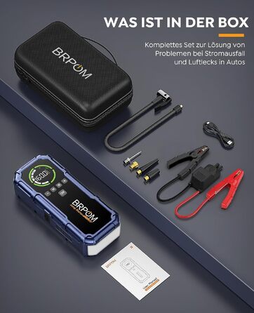 Пусковий пристрій BRPOM 9000A з компресором 160 PSI та Powerbank, фіолетовий