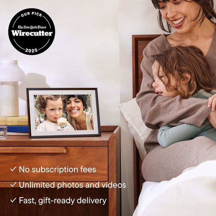 Цифровий фоторамка Aura Carver 10.1 дюйми HD Wi-Fi Cloud, Безлімітний хмарний простір, Віддалене завантаження фото - Gravel 10' - Чорний