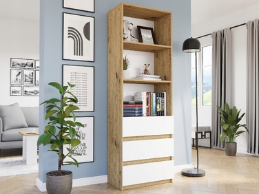 Стелаж Framire 60 см x 180 см x 30 см, білий дуб artisan