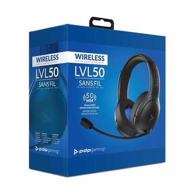 Ігрові бездротові навушники PDP Gaming LVL50 з мікрофоном для PS5, PS4, PC та ноутбука — шумозаглушення, підсилення басів, накладні (Over-Ear), чорні