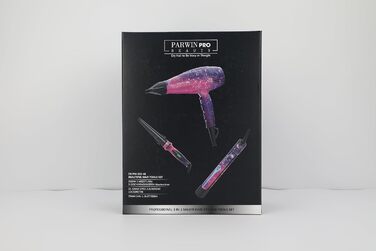 Стайлінг-набір 3-в-1 PARWIN PRO BEAUTY: фен, випрямляч і плойка з іонізацією, конічна плойка, подарунковий набір для жінок, дизайн «Галактика»