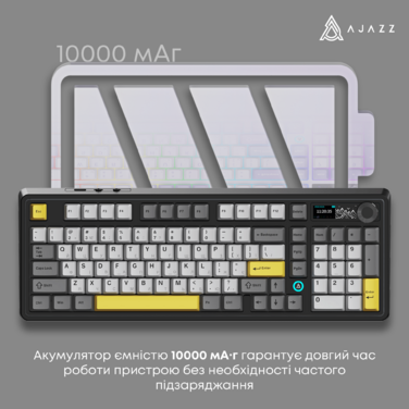 Бездротова механічна клавіатура Ajazz AK980 V2 Maillard Switch Black (AK980-V2-M-BGY)