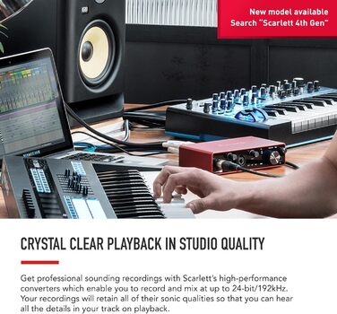 Аудіоінтерфейс Focusrite Scarlett 4i4 3-го покоління з USB для гітаристів, вокалістів та продюсерів. Професійний звук та програмне забезпечення для запису