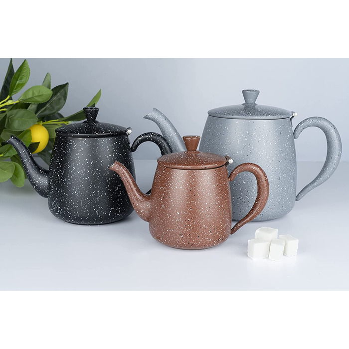 Чайник із нержавіючої сталі Café Olé PT-048GG, 1.35 л, сірий граніт, преміум-якість, безкапельний носик, порожнисті ручки, відкидний кришка