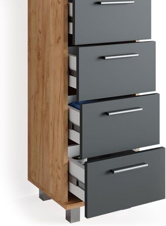 Шафа для ванної Vicco Ilias, дуб/антрацит, 30x95 см, Goldkraft