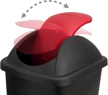 Смітник Stefanplast з маятниковою кришкою, 60 л, чорний/червоний