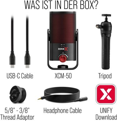 RØDE X XCM-50 Професійний USB конденсаторний мікрофон для стрімерів і геймерів, чорний, з віртуальним мікшером