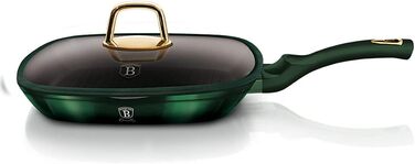 Сковорода-гриль з кришкою BerlingerHaus Emerald, 28 см, нержавіюча сталь 18/8