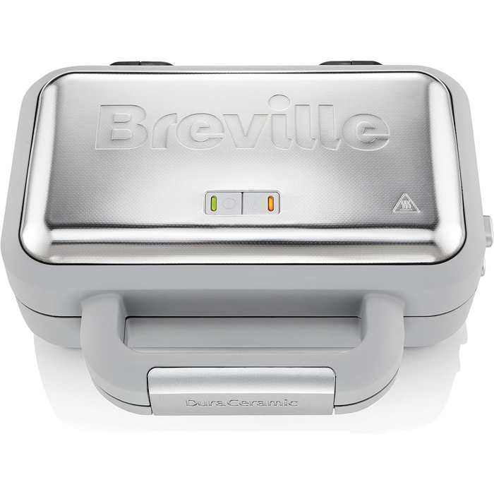 Вафельниця Breville DuraCeramic з антипригарним покриттям, легке очищення, глибокі знімні пластини, сірий/сріблястий [VST072X]