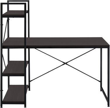 Стіл письмовий [en.casa] Stavanger з полицею, 120x60x122 см, комп'ютерний стіл із металевим каркасом, робочий стіл із полицею для ПК, білий