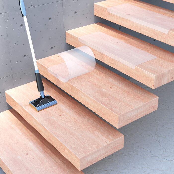 15 х Sossai® прозорі самоклейкі накладки для сходів STAIR PROTECT 20x65 см | захист сходів, легке очищення