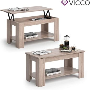 Журнальний стіл Vicco Lorenz з підйомним механізмом, 100x50 см, дуб сонома