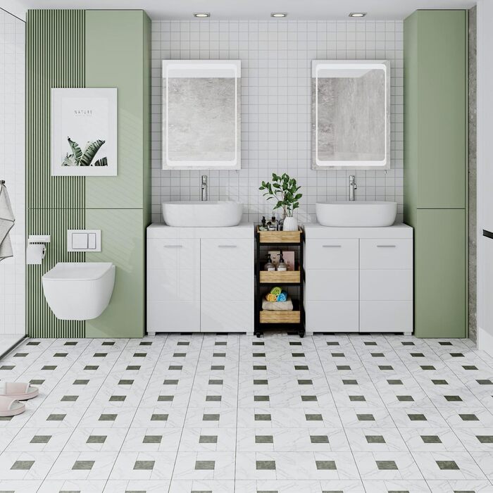 FOREHILL Тумба під умивальник біла з 2 дверцятами та 2 полицями, 60x31x60 см, для ванної кімнати