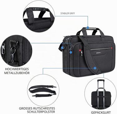 Сумка для ноутбука VANKEAN Premium Briefcase до 17.3 дюймів, чорно-червона