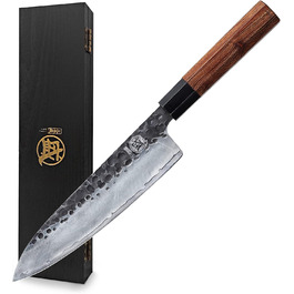 Японський ніж MITSUMOTO SAKARI Gyuto 22 см, ручка з рожевого дерева, сталь з високим вмістом вуглецю, в подарунковій коробці