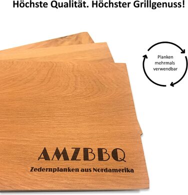 AMZBBQ Преміум кедрові дошки для грилю 2 шт, 28x14 см, для газового та вугільного гриля, для риби та м'яса, подарунок чоловікам і жінкам, з Північної Америки
