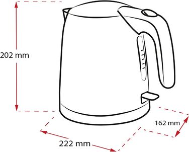 Електрочайник MELITTA Prime Aqua Mini, нержавіюча сталь, 1 л, 2200 Вт, чорний
