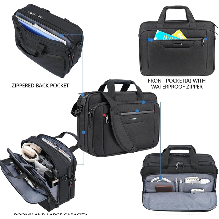 Сумка для ноутбука VANKEAN Premium Briefcase до 17.3 дюймів, чорно-червона