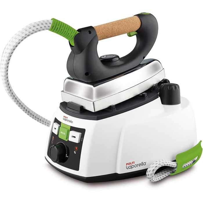 Парова праска POLTI Vaporella 535 Eco Pro з бойлером 4 бар, безпечна кришка, екологічний режим, біло-зелена