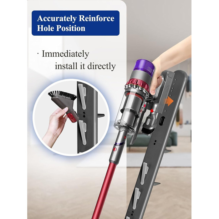 Підставка для пилососа Dyson Gen5, V16, V15, V12, V11, V10, V8, V7, V6 — металевий тримач для аксесуарів без свердління, темно-сірий