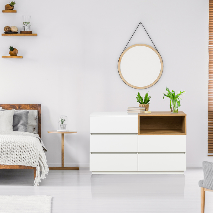 Комод-тумба MELMO S 120x40x76 см, 5 шухляд, білий/дуб, hjh LIVING