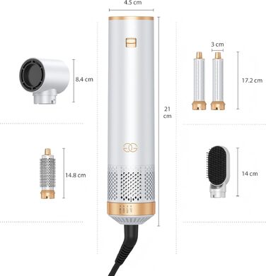 Airstyler 5-в-1: Професійний набір для укладки волосся з гарячою щіткою, феном з іонізацією, автоматичним завивачем для локонів та об'єму