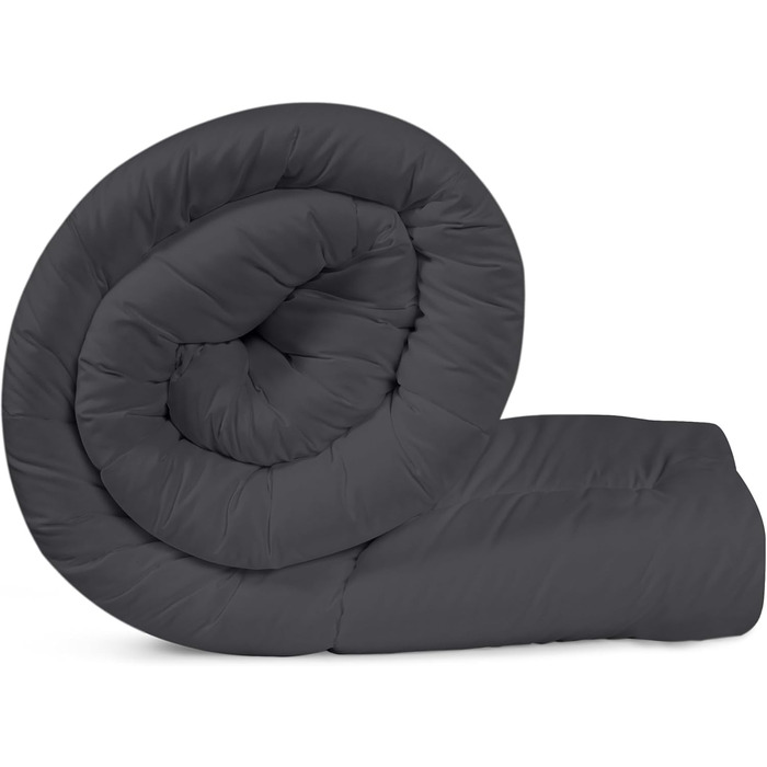 Ковдра Utopia Bedding для цілорічного використання, 370 GSM, дихаюча, стеганий, супер м'яка (білий) 180 x 200 см, сірий