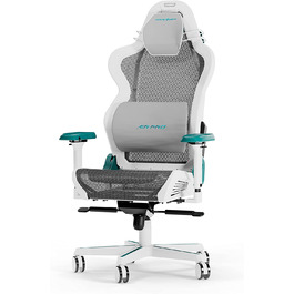 Ігрове крісло DXRacer Air R1S, сітчасте, біло-бірюзово-сіре, до 200 см