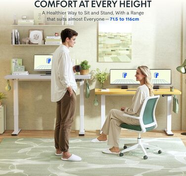 Регульований по висоті письмовий стіл FlexiSpot Basic, 160x80 см, білий (стільниця та каркас)