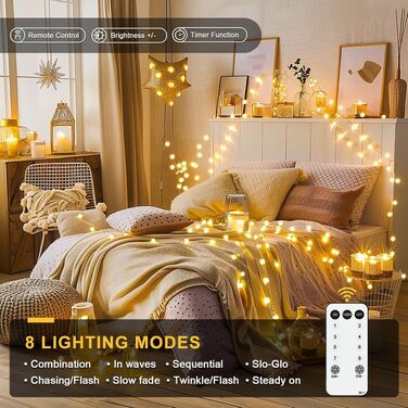 Гірлянда світлодіодна вулична/кімнатна 300 LED куля, 15м, 8 режимів, IP44, теплий білий для декору свят, весіль, саду, балкону