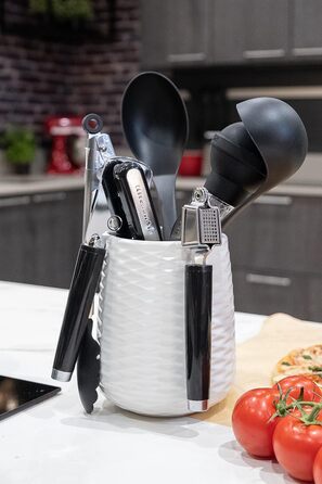 Набір кухонних аксесуарів KitchenAid, 6 предметів, антипригарні, для приготування їжі, з підставкою, чорні, можна мити в посудомийній машині, 16.5x16.5x36.8 см