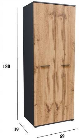 Стелаж Matkam 69 x 180 x 49 см, дуб вотан/графіт