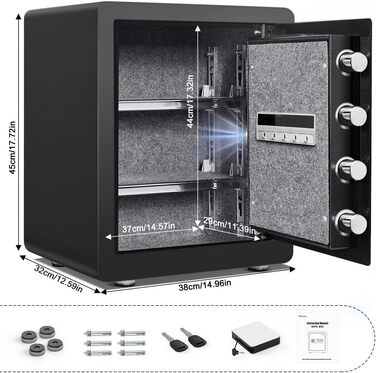 Сейф Kavey 50 л з сенсорною клавіатурою, LED-підсвіткою, двома сигналізаціями, для дому, готелю та офісу